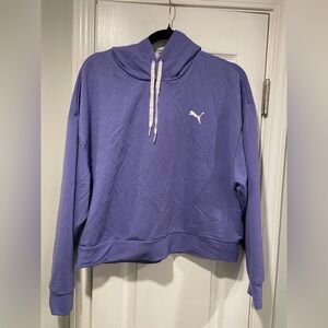 PUMA Purple Cropped Hoodie Size L Keeps You Dry Athletic Pullover Sweatshirt